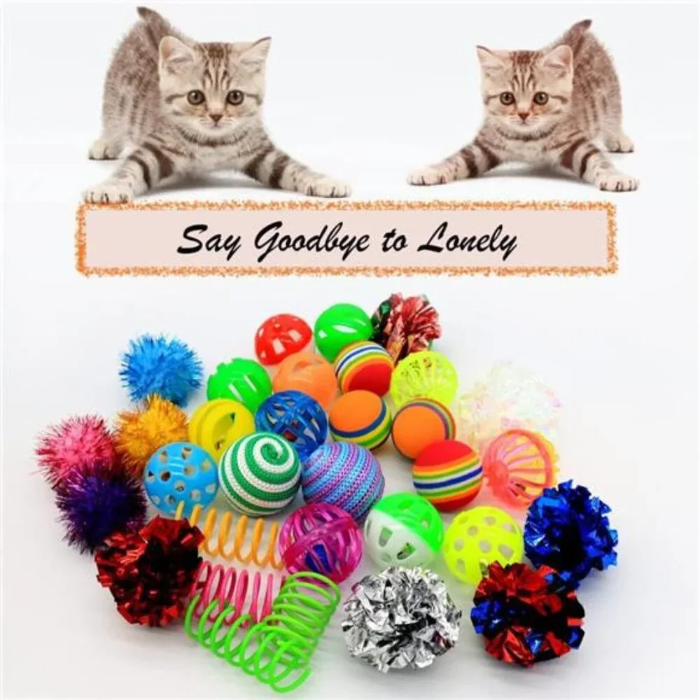 Cat Toys Kitten Assortment - Rainbow, Crinkle, Sparkle, Bell & Sisal